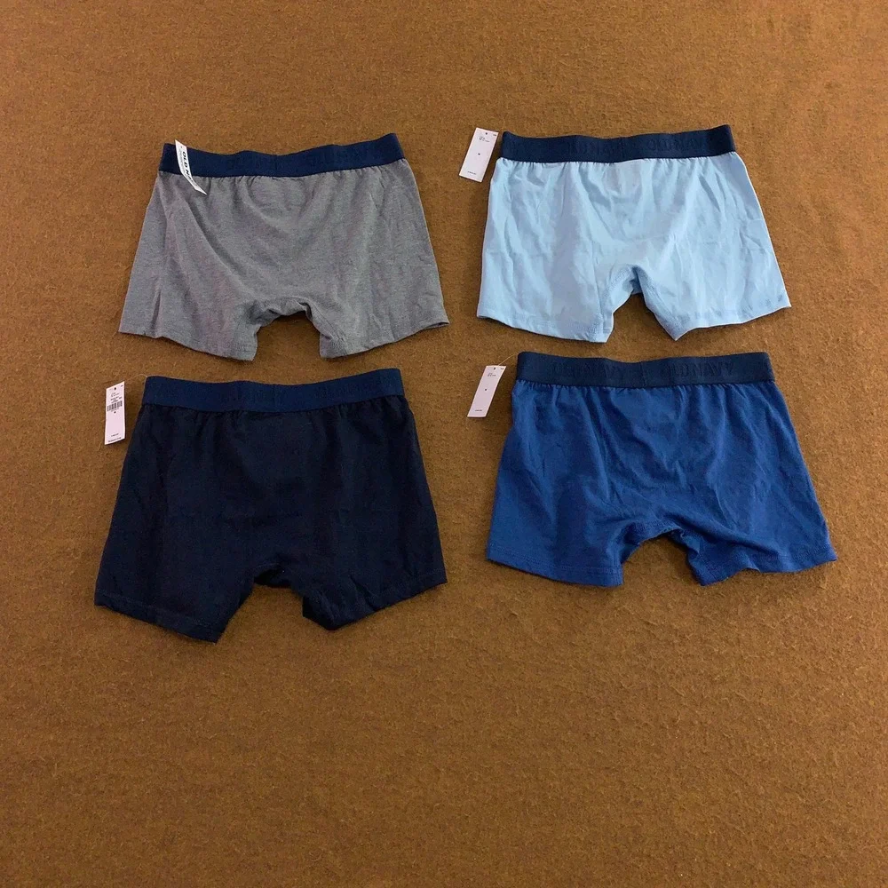 Old Navy Boys Medium Blue Gray 4 Pack Cotton Blend Boxer Briefs Underwear NWT